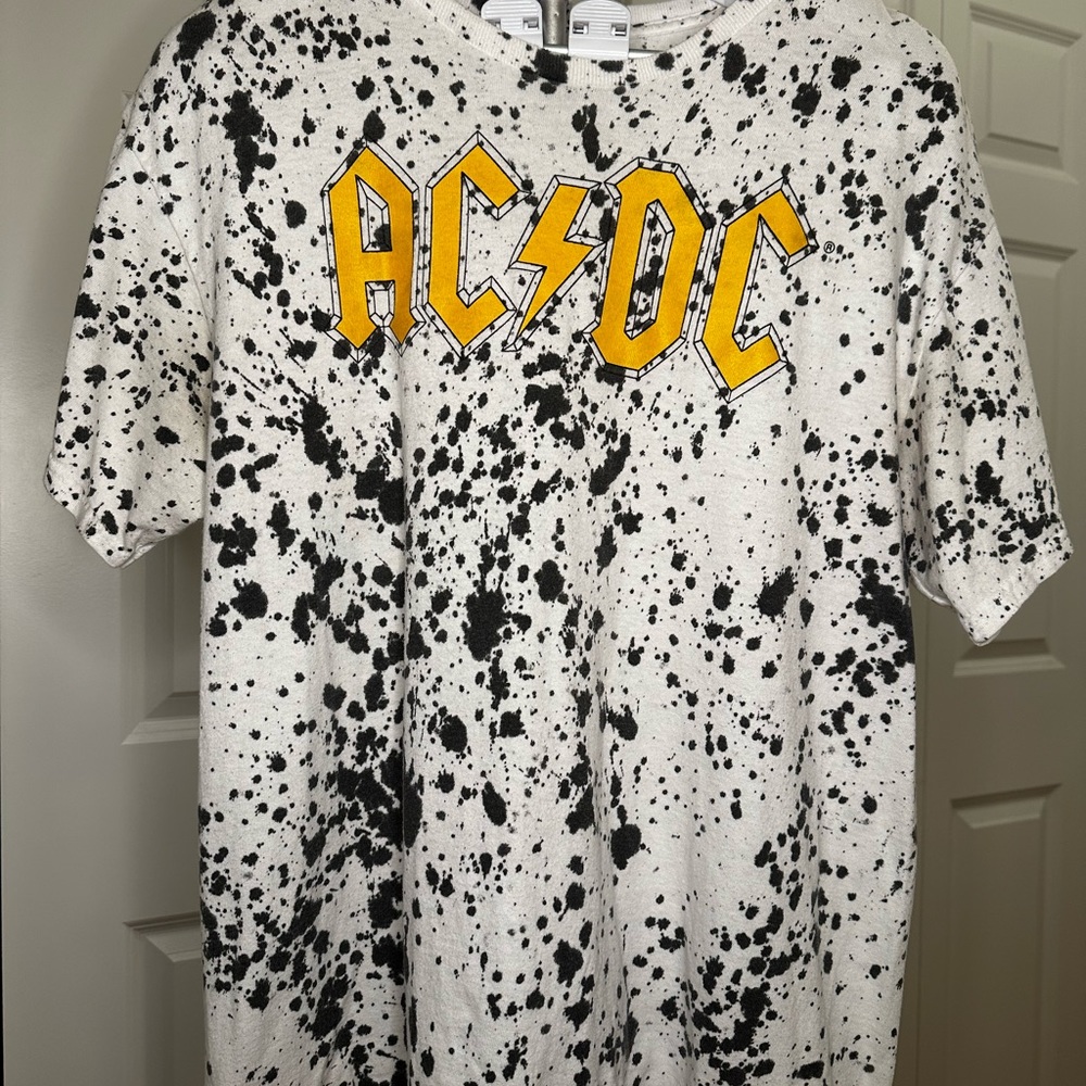 AC/DC White & Black Tie-Dye T-Shirt
